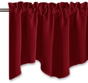 NICETOWN Basement Window Scalloped Red Valances - Image 2