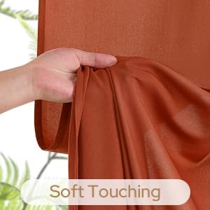 HOMEIDEAS Non-See-Through Fall Burnt Orange Privacy Sheer Kitchen Curtains - Image 8
