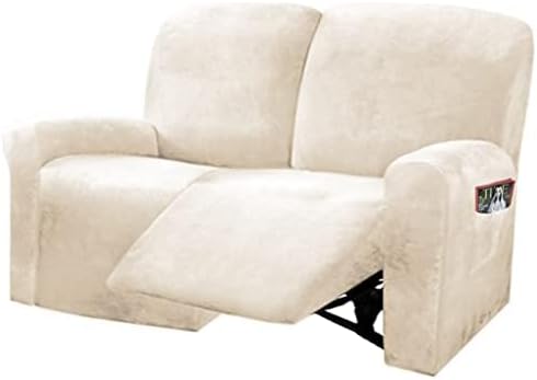 ULTICOR Reclining Love Seat Slipcover, 6-Piece Velvet Stretch Loveseat - Image 2
