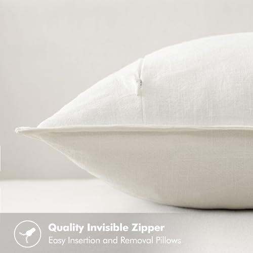 MIULEE Cream Linen Pillow Covers Pack of 4 Decorative Natural Solid Throw - Image 4