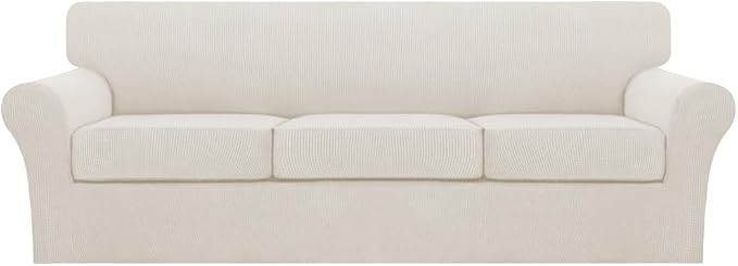 Turquoize 4 Piece Sofa Covers for 3 Cushion Couch Sofa Slipcover Soft Couch by Turquoize
