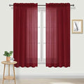 DWCN Christmas Burgundy Sheer Curtains Semi Transparent Voile Rod Pocket by DWCN