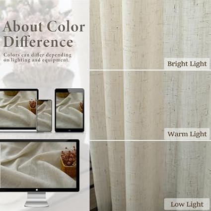 Pitalk Flax Linen Curtains 90 Inches Long - Image 3