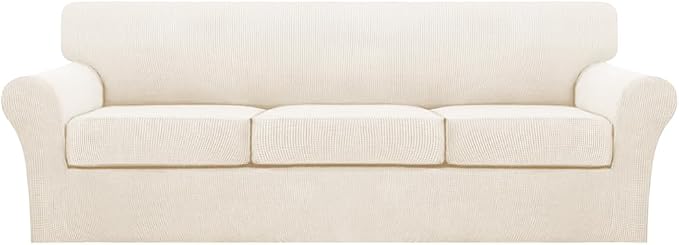 Turquoize 4 Piece Sofa Covers for 3 Cushion Couch Sofa Slipcover Soft Couch by Turquoize