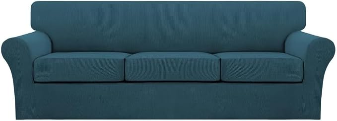 Turquoize 4 Piece Sofa Covers for 3 Cushion Couch Sofa Slipcover Soft Couch by Turquoize