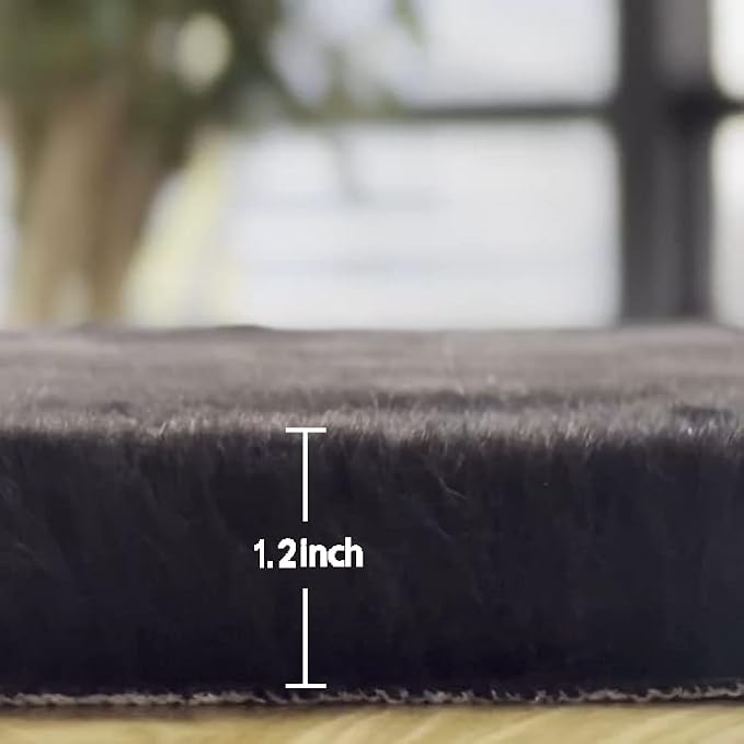 ORINOVA Black Shag Faux Rabbit Fluffy Fur Rugs - Image 2