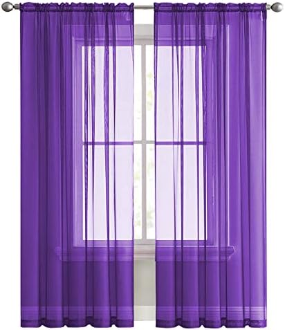SpaceDresser Sheer Voile Window Treatment Rod Pocket Curtain Panels - Image 2