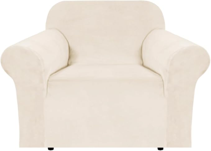 H.VERSAILTEX Stretch Velvet Armchair Cover Couch Covers 1 Cushion Chair by HVERSAILTEX