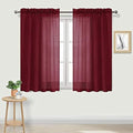 DWCN Christmas Burgundy Sheer Curtains Semi Transparent Voile Rod Pocket by DWCN
