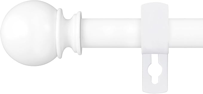 White Curtain Rods for Windows 28 to 48 Inch, 5/8" Diameter Heavy Duty Metal by Poskena