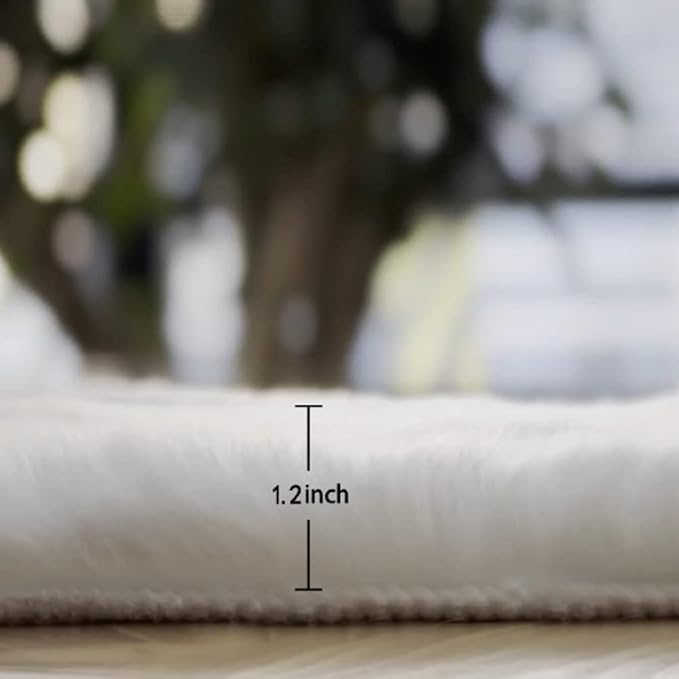 ORINOVA White Fluffy Faux Rabbit Fuzzy Fur Rug - Image 2