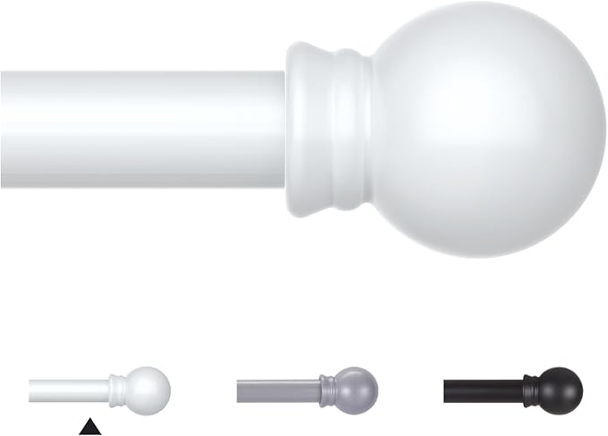 Thestoa Curtain Rods for Windows 66-120 Inch, 5/8" White Curtain Rods, by Thestoa