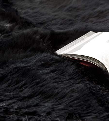 HUAHOO Premium Genuine Sheepskin Rug Black Real Australia Sheepskin Natural - Image 3