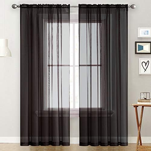 SpaceDresser Basic Rod Pocket Sheer Voile Window Curtain Panels White 1 Pair 2 - Image 2