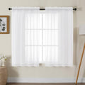 Gwine White Sheer Curtains 48 Inches Long 2 Panels Set, Light Filtering Sheer by Gwine