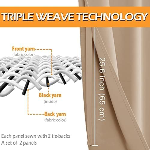 RV Blackout Curtains for Bedroom 52 x 30 Inches Long Beige 2 Panels | Thermal - Image 4