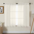 Gwine Ivory Sheer Curtains 48 Inches Long 2 Panels Set, Light Filtering Sheer by Gwine