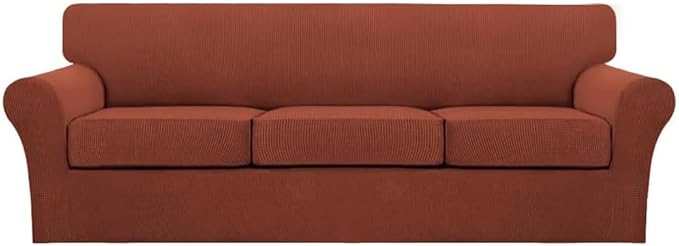 Turquoize 4 Piece Sofa Covers for 3 Cushion Couch Sofa Slipcover Soft Couch by Turquoize