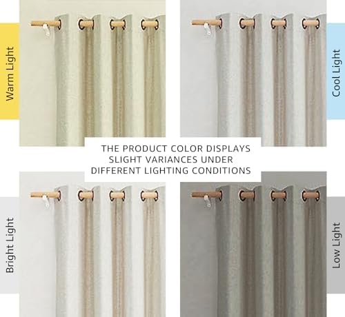 NICETOWN Natural 100% Blackout Linen Curtains 84 inch Long Burg - Image 5