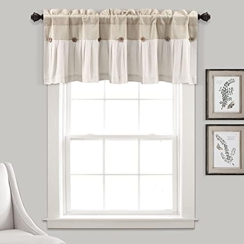 Lush Decor Linen Button Valance | 52"W x 18"L | Farmhouse Style | Coconut Husk by LushDecor