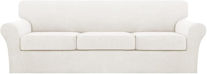 Turquoize 4 Piece Sofa Covers for 3 Cushion Couch Sofa Slipcover Soft Couch by Turquoize