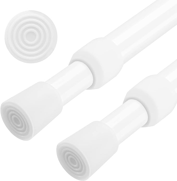 AIZESI 2pcs White Curtain Rod No Drilling Adjustable Spring Tension Rod 33 to by AIZESITENSIONROD