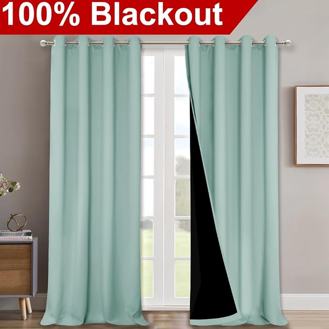 NICETOWN 100% Blackout Blinds, Aqua Blue, Laundry Room Decor Window Treatment - Image 2