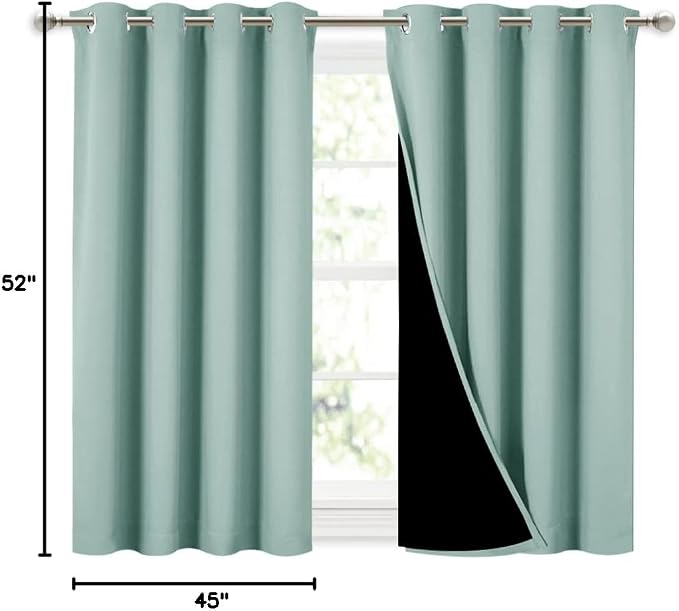 NICETOWN Aqua Blue 100% Blackout Curtains 45 inches Long, 2 Thick Layers - Image 9