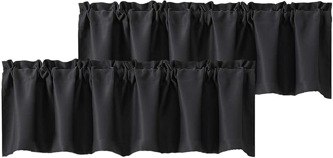 Chyhomenyc Black Valances for Window, Room Darkening Short Curtains for Kitchen by Chyhomenyc