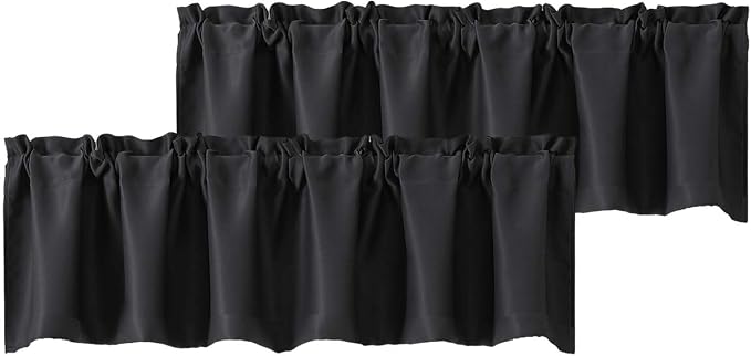 Chyhomenyc Black Valances for Window, Room Darkening Short Curtains for Kitchen by Chyhomenyc