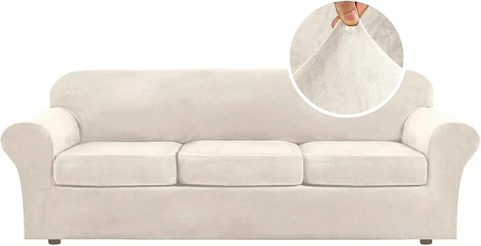 H.VERSAILTEX High Stretch Sofa Slipcover 4 Piece Cover Velvet Furniture by HVERSAILTEX