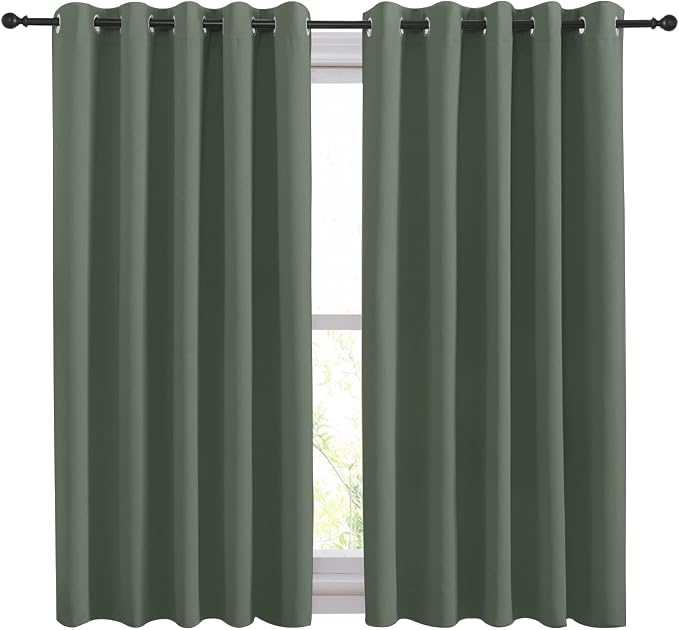 NICETOWN Thermal Insulated Curtains Blackout Draperies, Dark Mallard, Window - Image 2