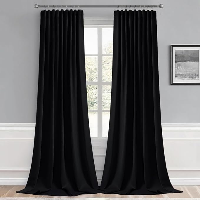 MIULEE 2 Panels Back Tab Blackout Curtains 96 Inch Long - Image 9