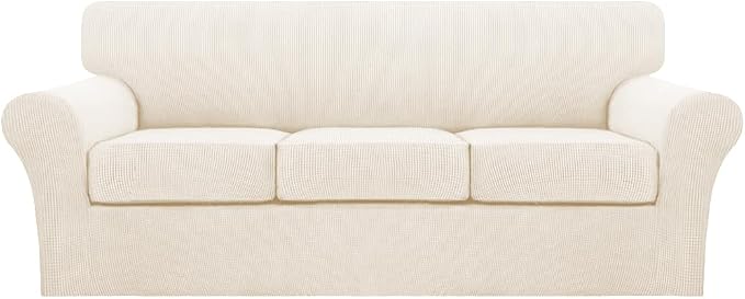 Turquoize 4 Piece Sofa Covers for 3 Cushion Couch Sofa Slipcover Soft Couch by Turquoize
