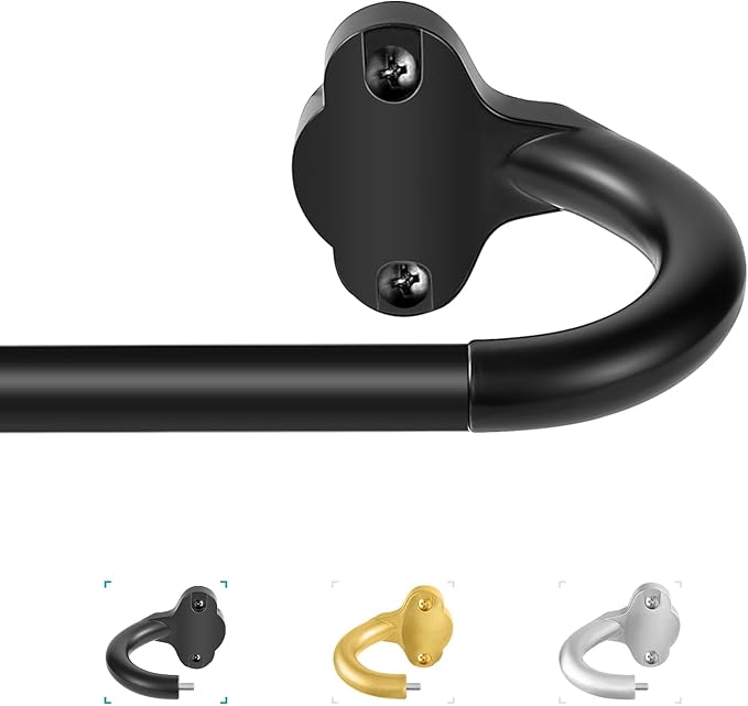 TVWOO Black Wrap Around Curtain Rods:5/8" Small Blackout Adjustable Window by TVWOO