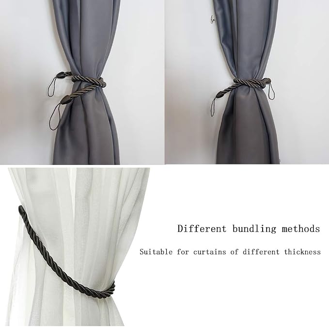 BEL AVENIR Curtain Rope Tiebacks, Drapery Rope Holdbacks - Image 5
