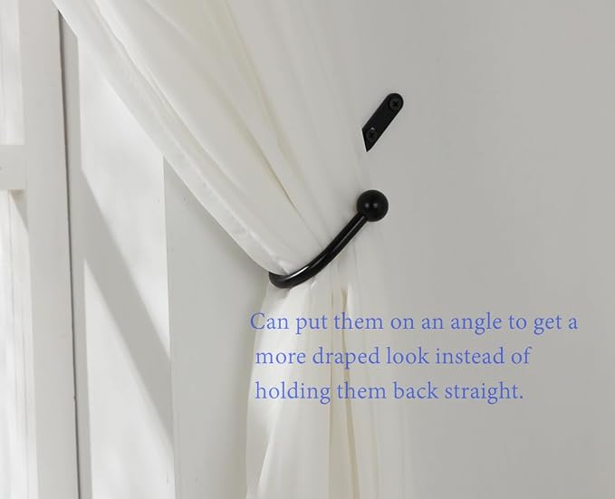 VRSS Wall Mount Curtain Tiebacks Drapery Holdbacks Curtain Holdback Hooks 6" L - Image 2