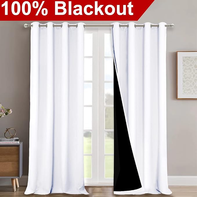 NICETOWN Full Shading Curtains 90 inches Long 2 Panels Set - Image 2