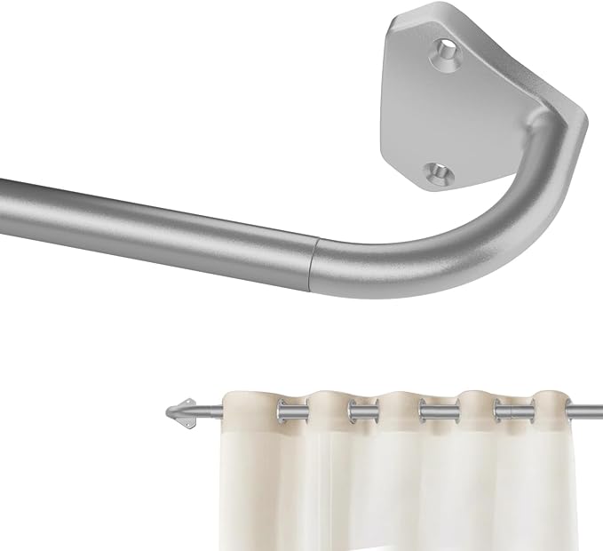 GXOACKJ Silver Curtain Rods for Windows 28 to 48 inch, 5/8 inch Adjustable Wrap by GXOACKJ