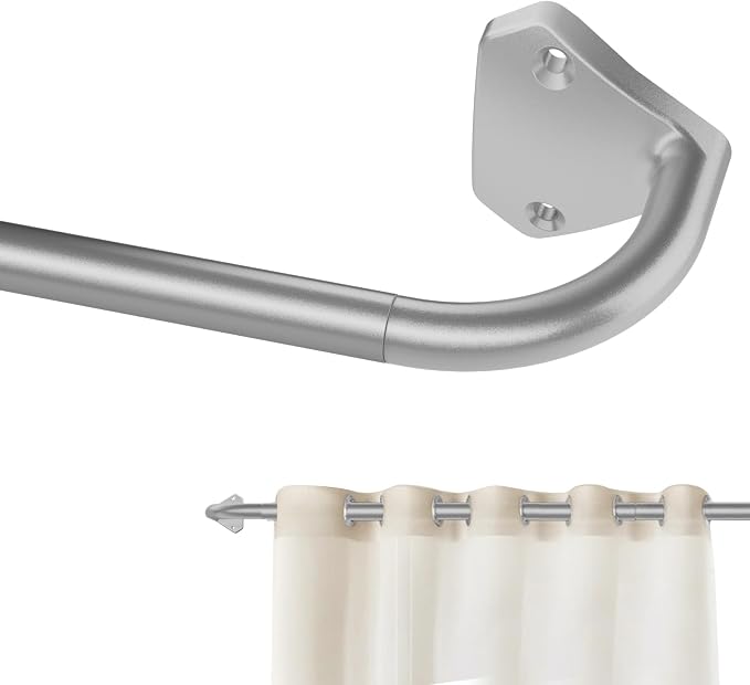 GXOACKJ Silver Curtain Rods for Windows 28 to 60 inch, 5/8 inch Adjustable Wrap by GXOACKJ