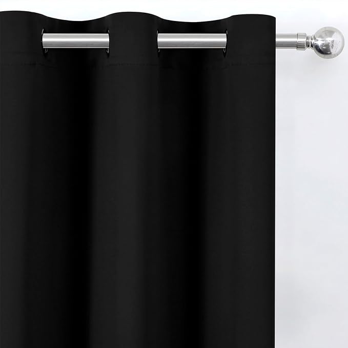 LEMOMO Blackout Curtains 66 x 72 Inch Long Black Curtains Set of 2 Panels Room - Image 6