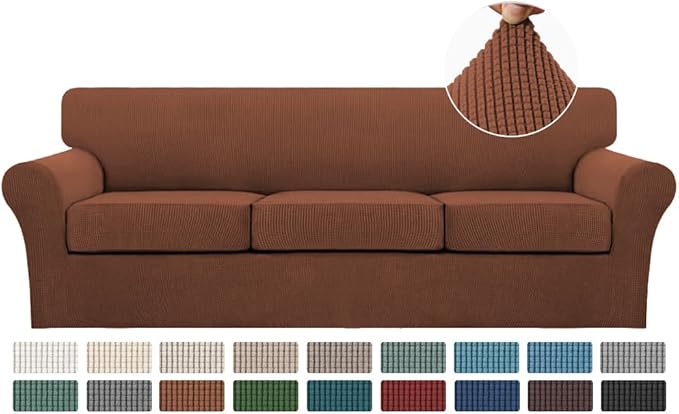 Turquoize 4 Piece Sofa Covers for 3 Cushion Couch Sofa Slipcover Soft Couch by Turquoize