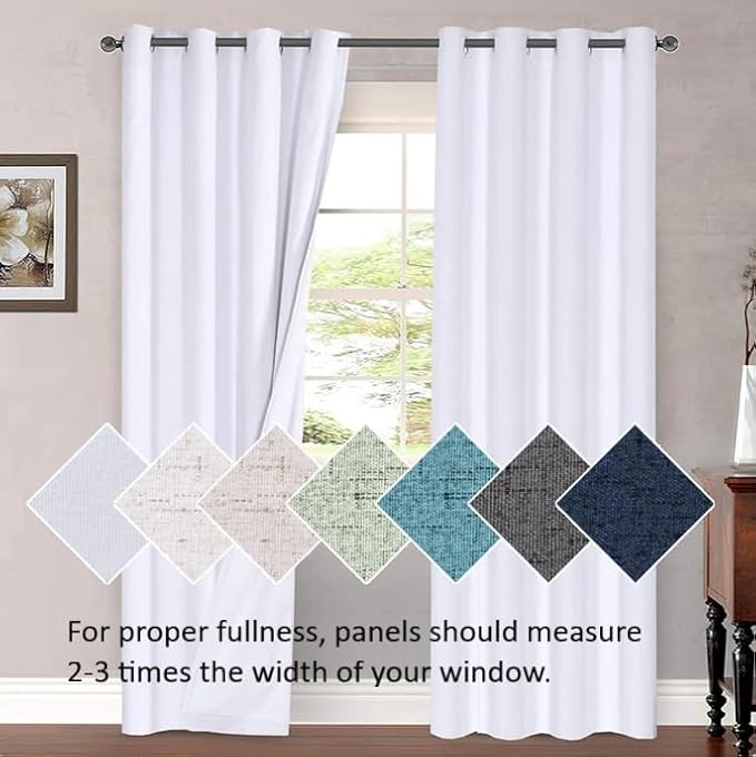 H.VERSAILTEX Elegant Natural Linen Curtain Panels Energy Efficient Semi - Image 9