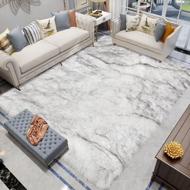Latepis Large Rug for Living Room Rugs 6.7x10 White by Latepis