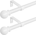 Curtain Rods for Windows 28-48 inch, 2 Pack White Curtain Rod by ATUHOLA