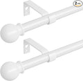 2 Pack White Metal Curtain Rods, 28-60 inch, Heavy Duty, Adjustable, Wall by ATUHOLA