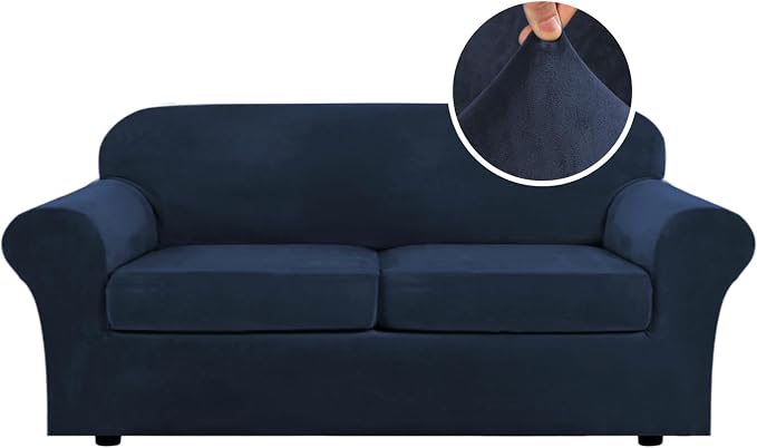H.VERSAILTEX Real Velvet Plush 3 Piece Stretch Sofa Covers Couch Covers by HVERSAILTEX