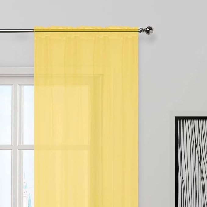 SpaceDresser Sheer Voile Window Treatment Rod Pocket Curtain Panels - Image 3