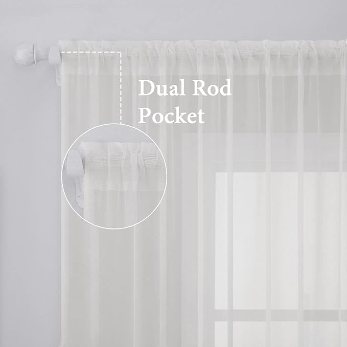 MIULEE 2 Panels Solid Color Sheer Window Curtains Elegant Window Voile - Image 2