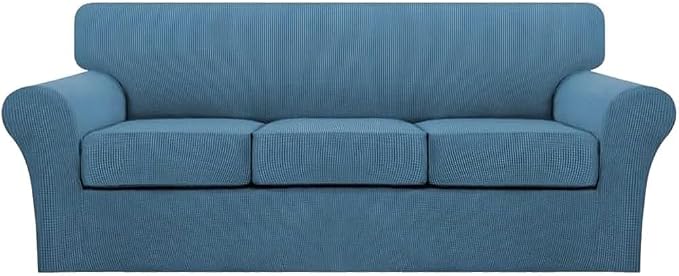 Turquoize 4 Piece Sofa Covers for 3 Cushion Couch Sofa Slipcover Soft Couch by Turquoize
